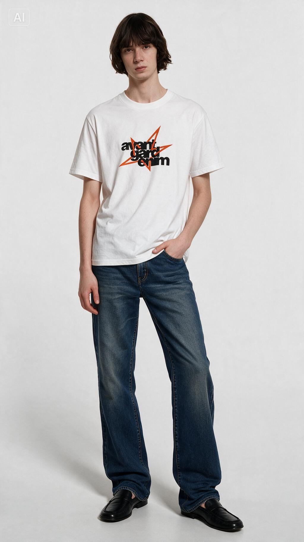 AVANTGARDENIM Shirt mit orangefarbenem Artwork | SOKAREWORKS