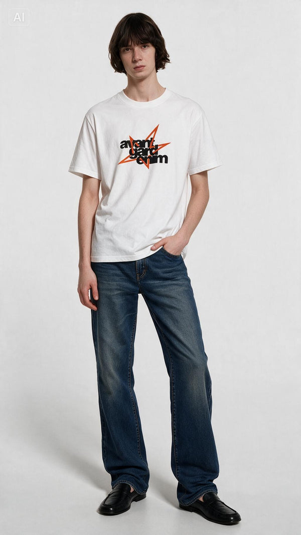 AVANTGARDENIM Shirt mit orangefarbenem Artwork | SOKAREWORKS